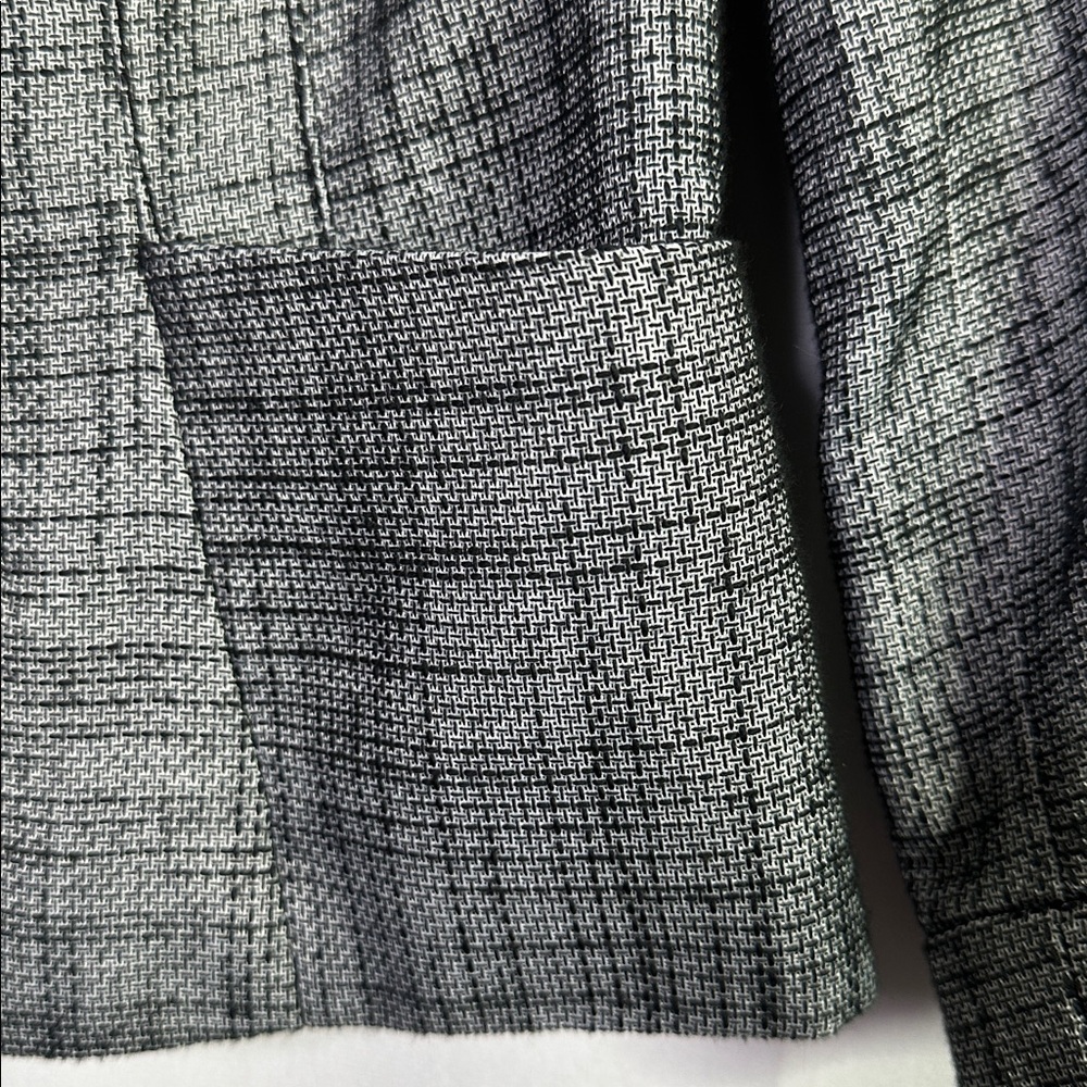 Tahari Tweed Jacket Gray Black Lined Full Zip Front 3/4 Sleeve Blazer - Picture 5 of 6